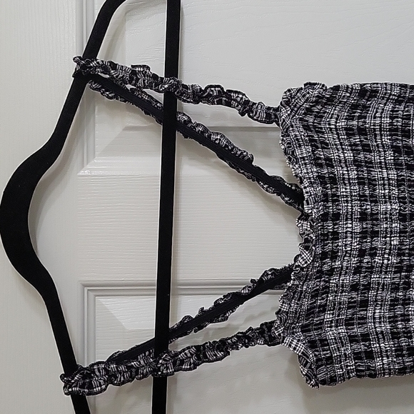 Volcom Black/White Plaid Scrunched Dress - Picture 2 of 2